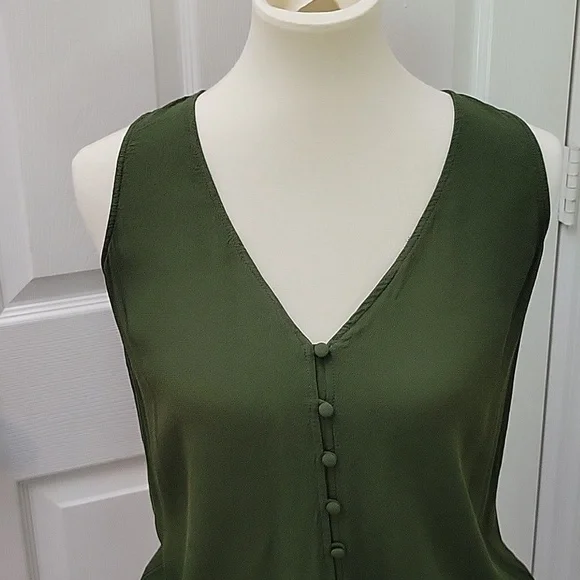 Madewell Heather Button Green Tunic Tank Sleeveless Shift Dress Twee Women's S - Picture 4 of 10